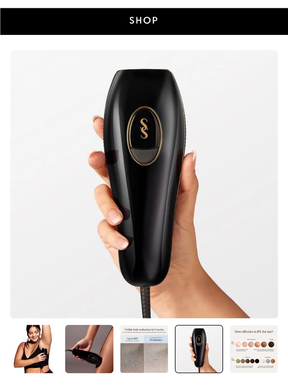 Smoothskin grand Black IPL Handheld Hair Removal Device with